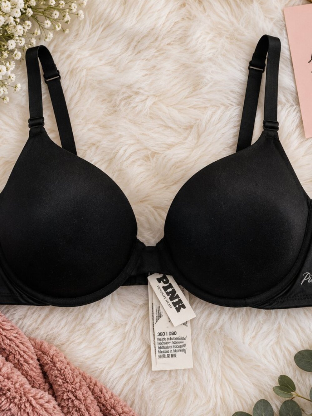107 PINK Victoria's Secret Black Push Up Bra 36D 🖤